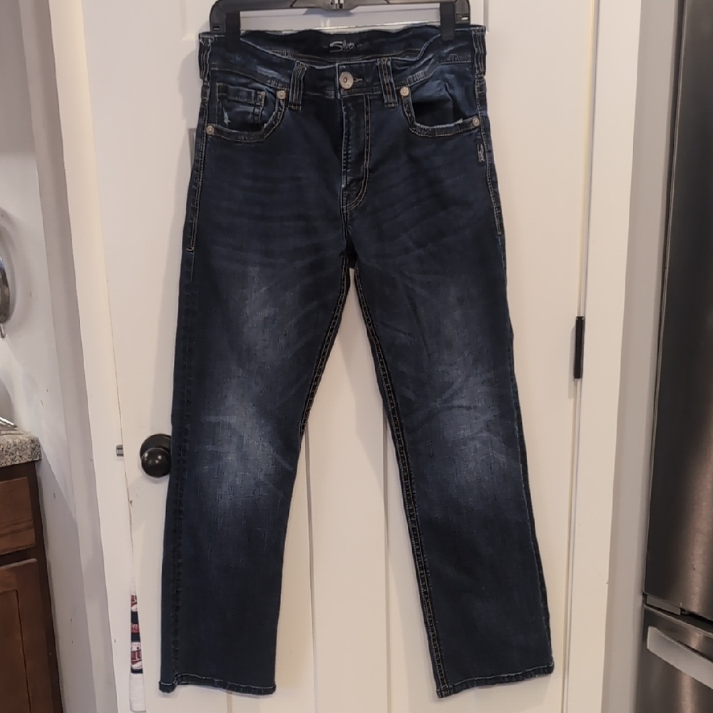 Blue Straight-Leg Jeans with Vintage Fading